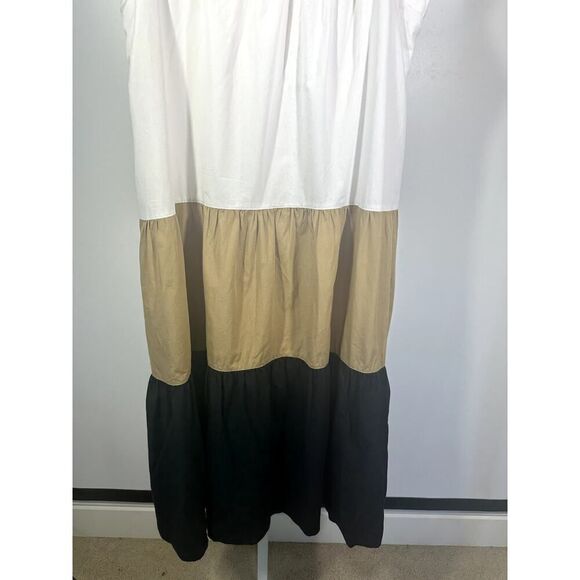 ANTHROPOLOGIE MAEVE Women's Ashleigh Colorblock Midi Sundress Black Size Medium - Picture 5 of 13